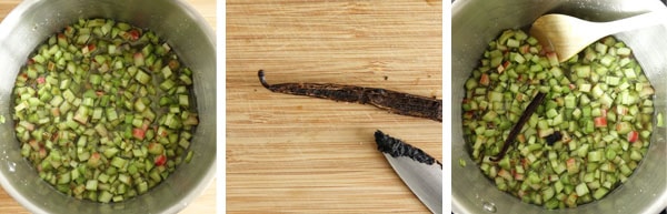 Pas à pas de la recette de la confiture de rhubarbe à la vanille