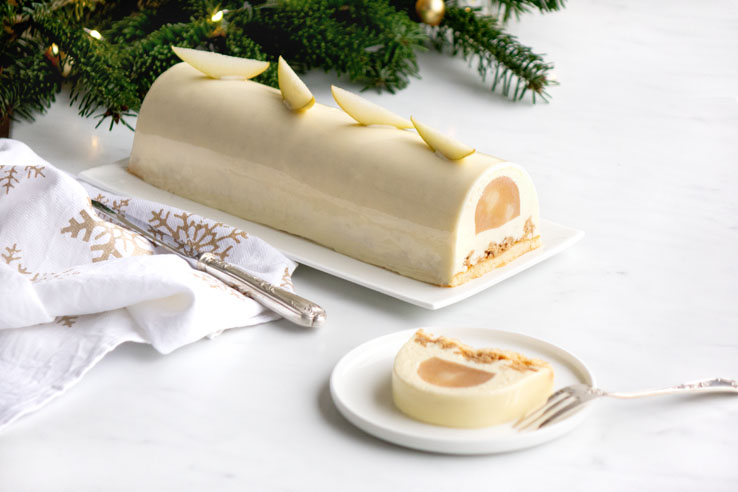 La recette de la bûche vanille poires