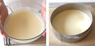 La recette de la mousse chocolat blanc de l'entremets 3 chocolats