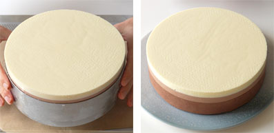 Démoulage de l'entremets 3 chocolats