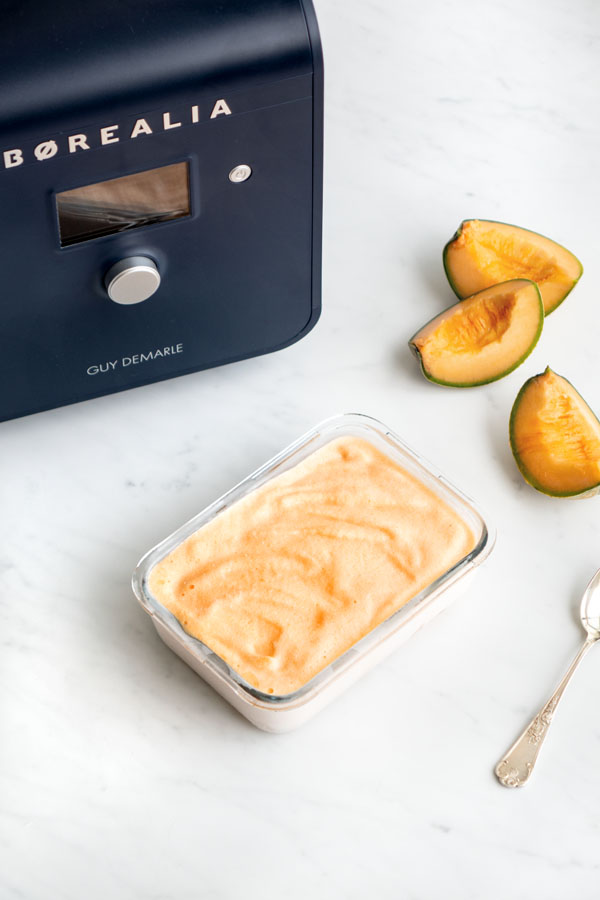 Turbinage du sorbet au melon avec une turbine à glace
