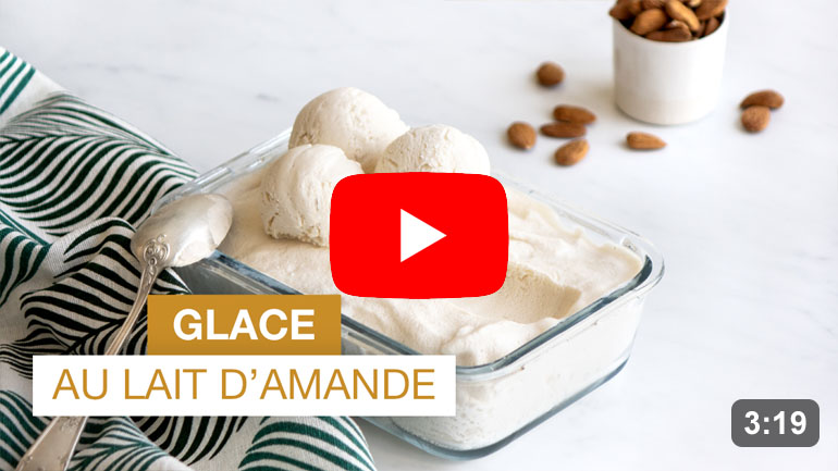 La recette de la glace au lait d'amande sur youtube